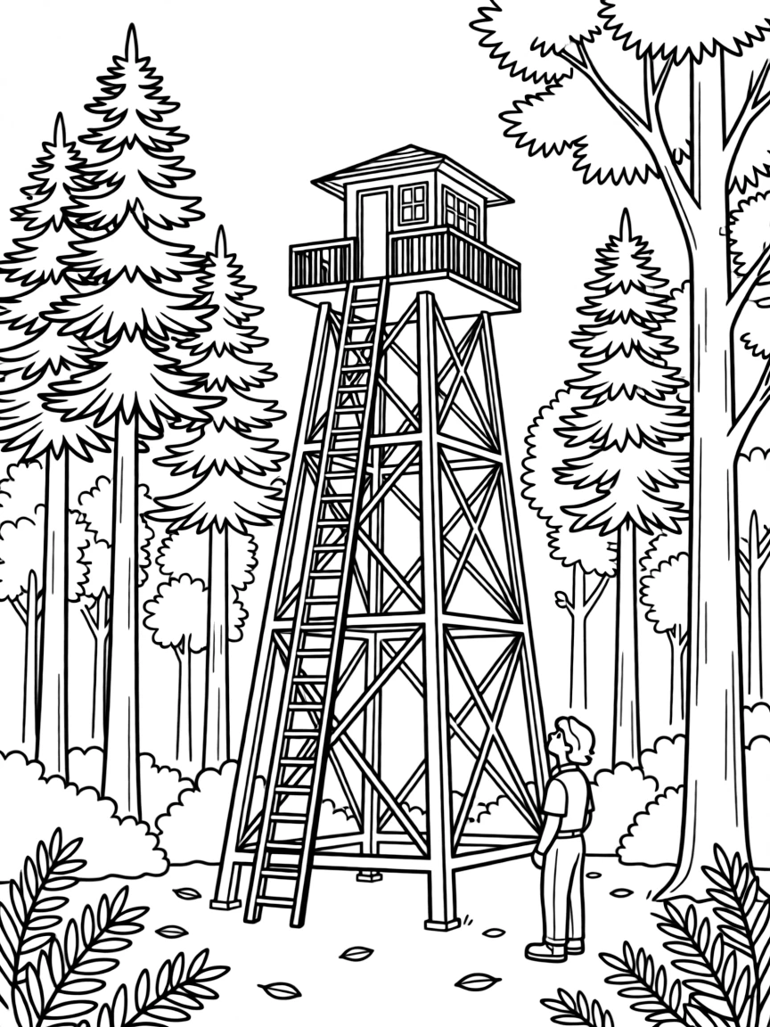 Forester's lookout tower rising above treetops