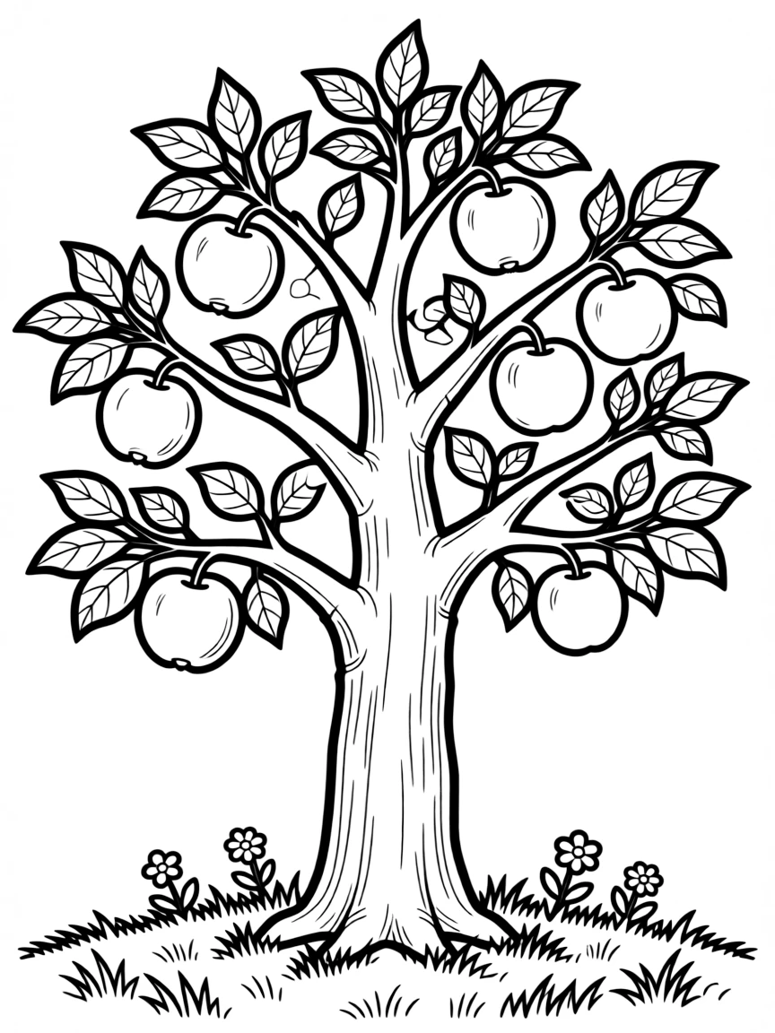 Wild forest apple tree with detailed fruit
