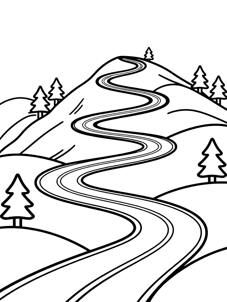 Winding mountain road with hairpin turns