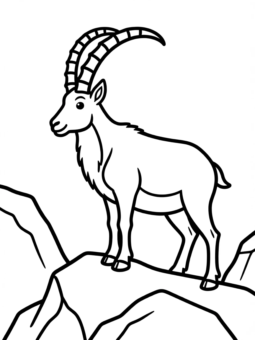 Alpine ibex with magnificent horns on rocky slope