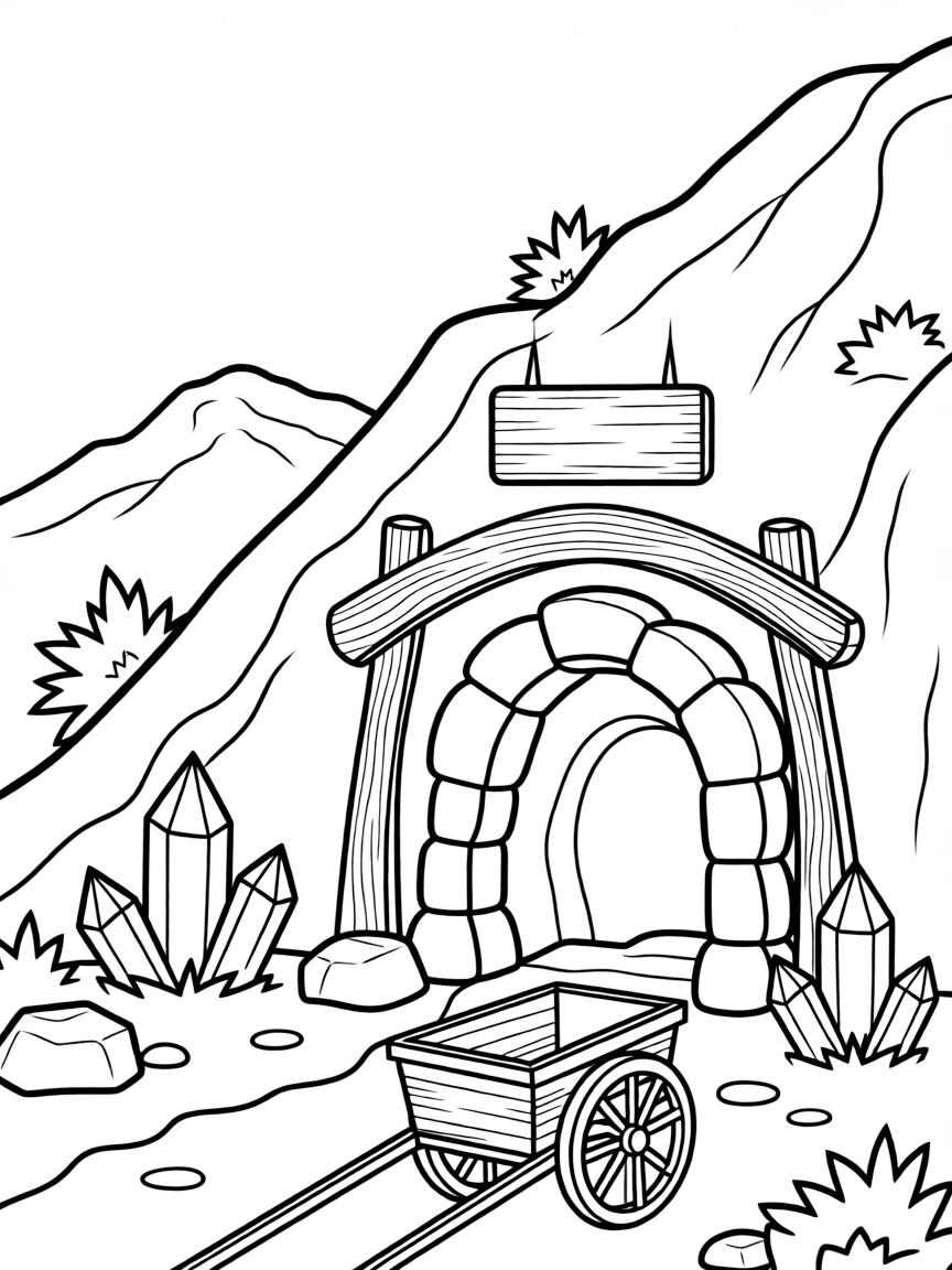 Crystal mine entrance in mountainside