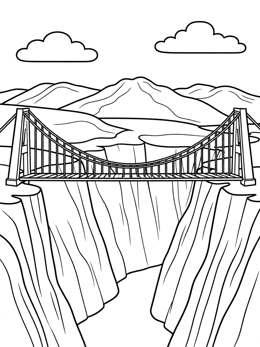 Suspension bridge spanning mountain gorge
