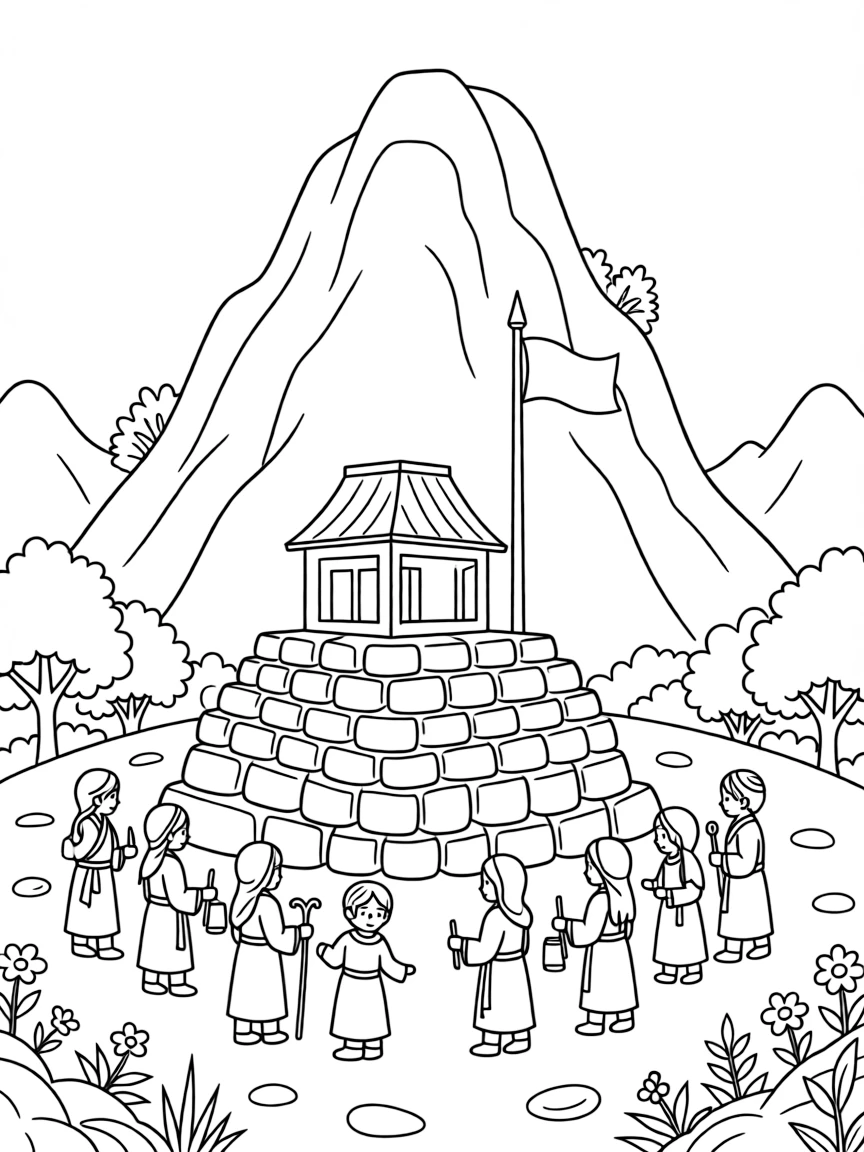 Stone mountain shrine visited by pilgrims