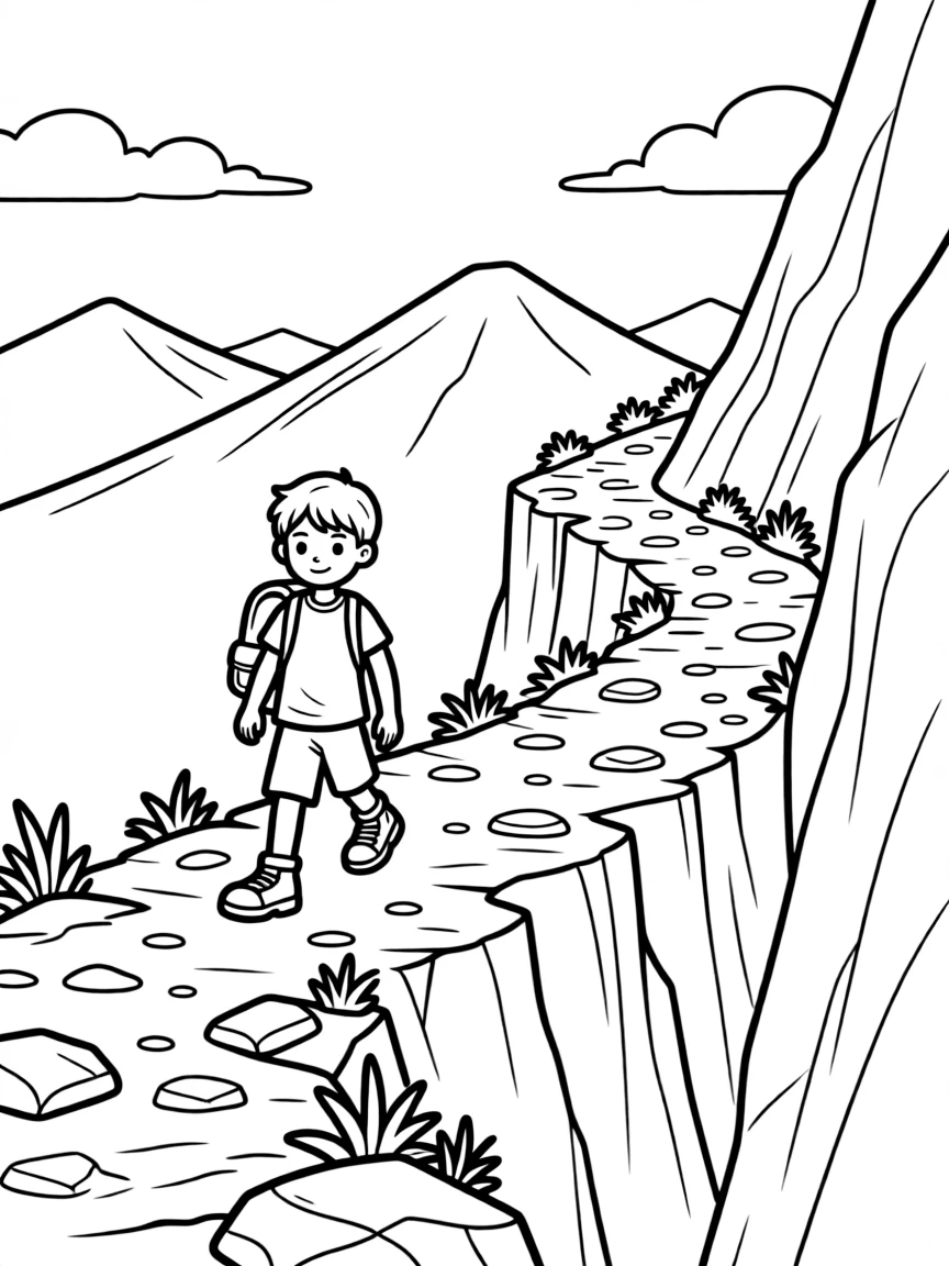 Narrow mountain path with steep drop-offs