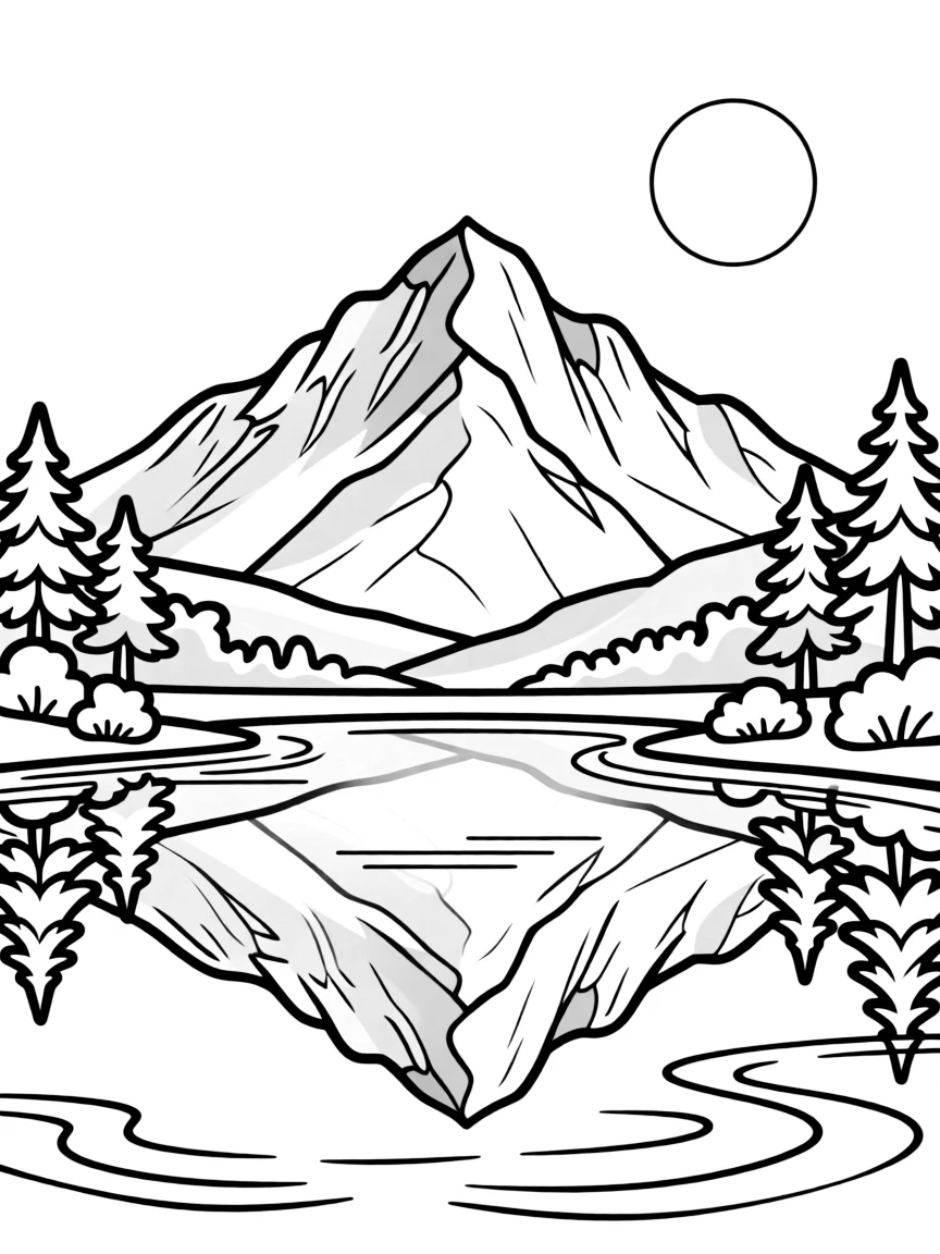 Mountain reflecting in crystal clear lake