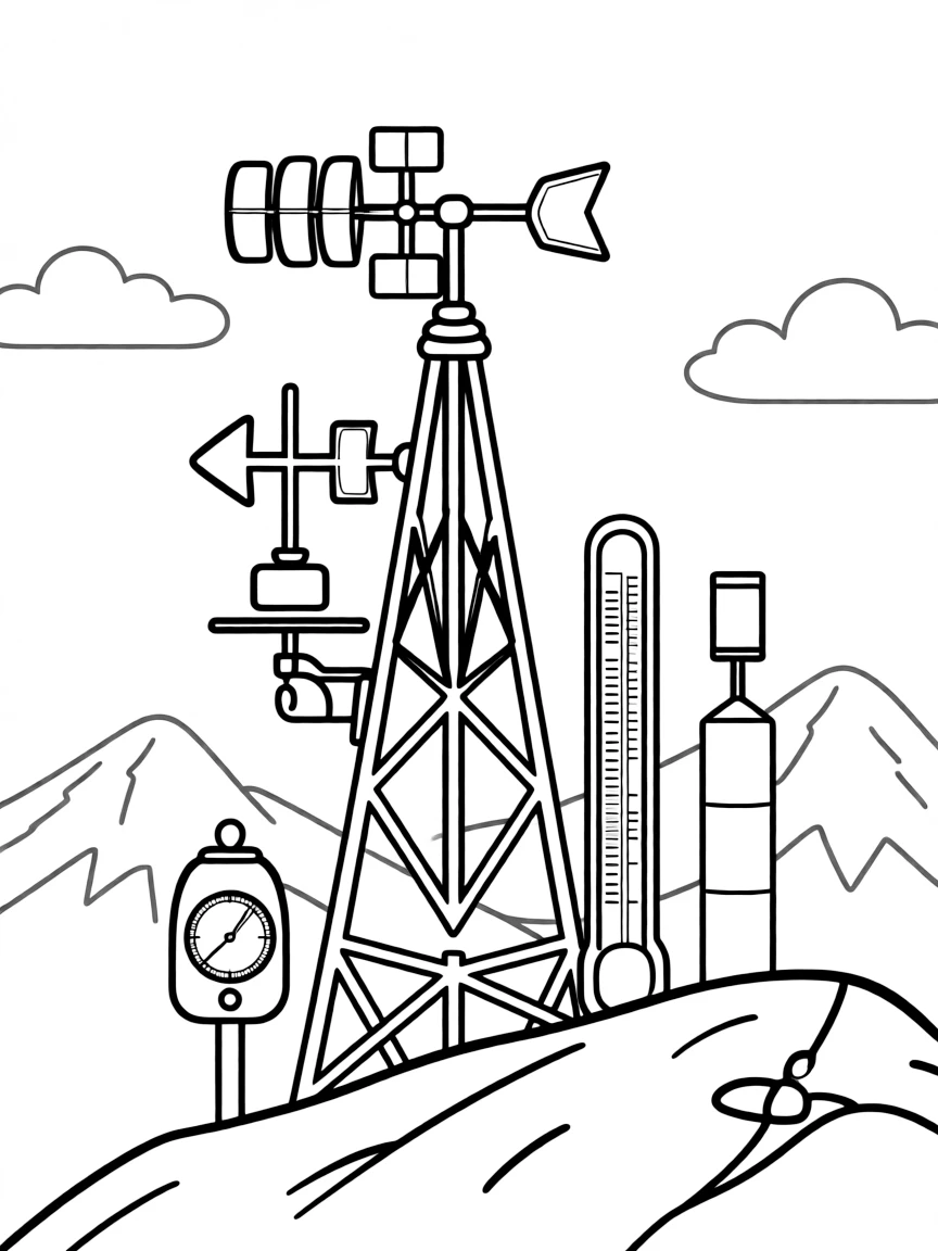 Intricate mountain weather station instruments