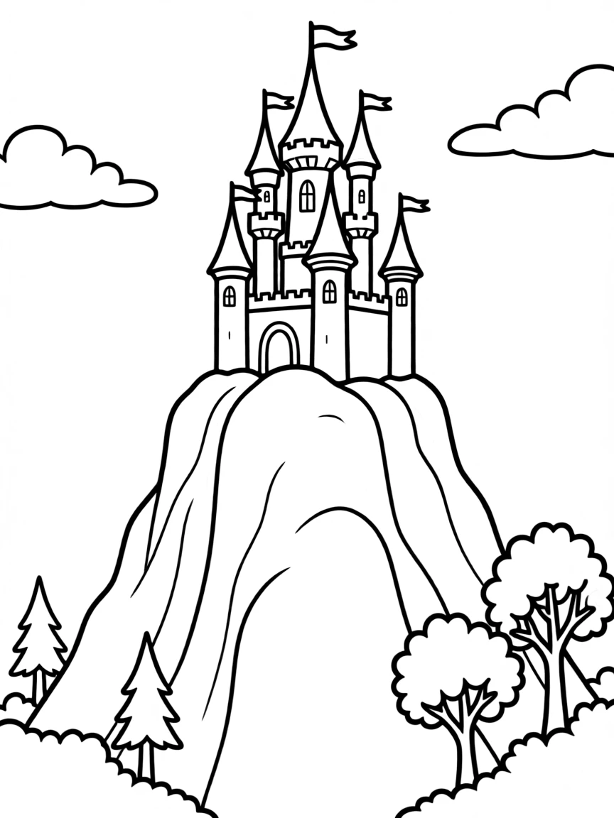 Mountain fairy tale castle on highest peak