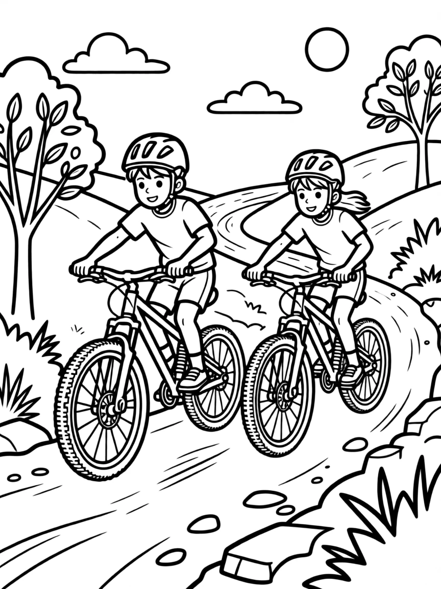 Mountain bike competition on rugged trail