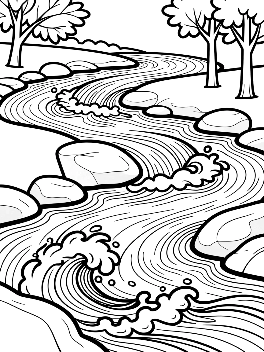 White water rapids with detailed water patterns