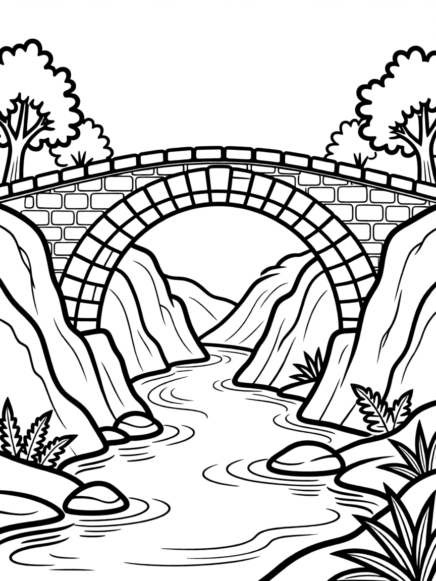 Ancient stone bridge spanning river gorge
