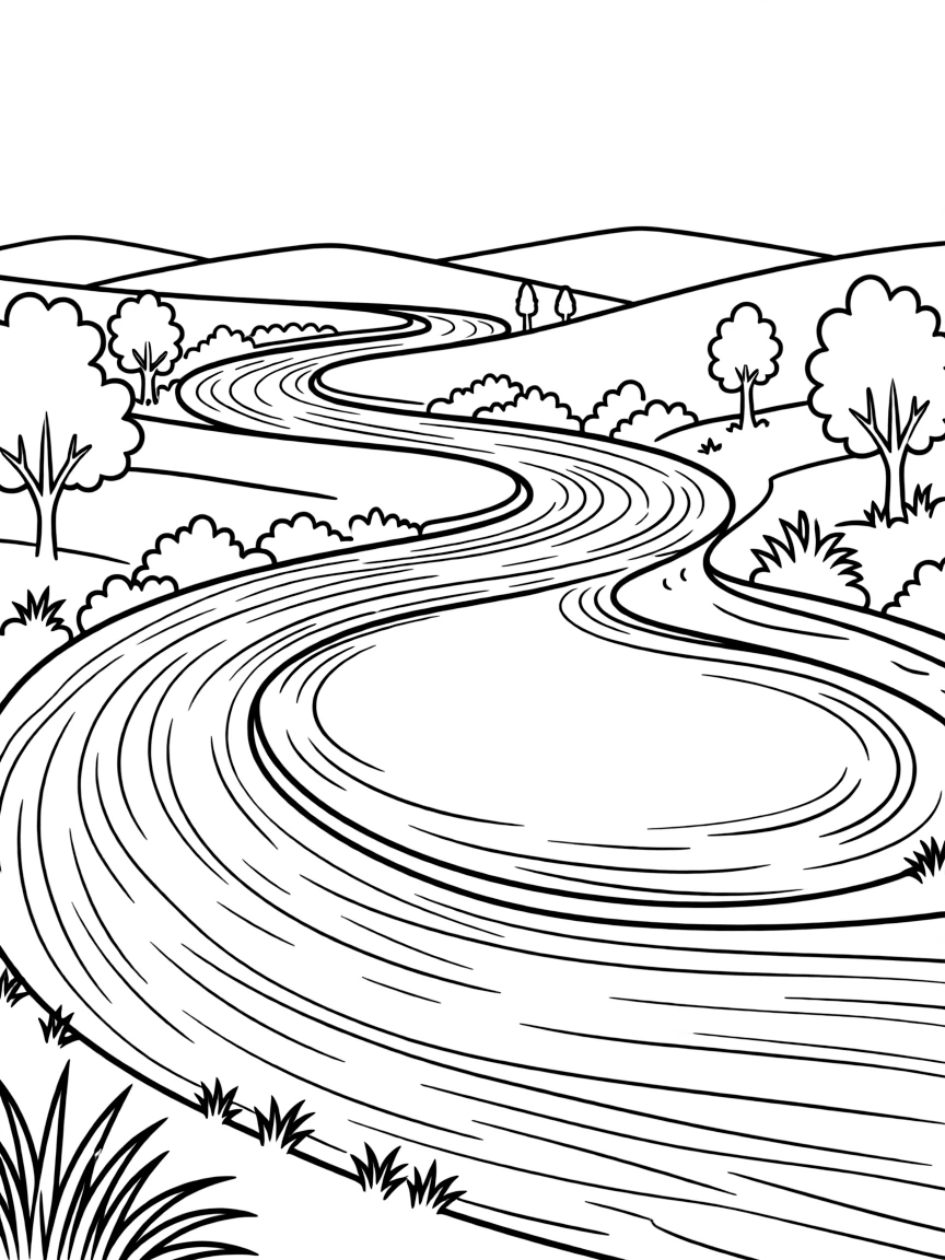 River meanders creating oxbow lake formation