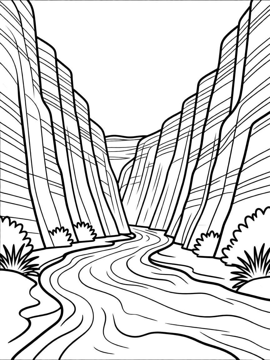 Narrow river gorge with steep canyon walls