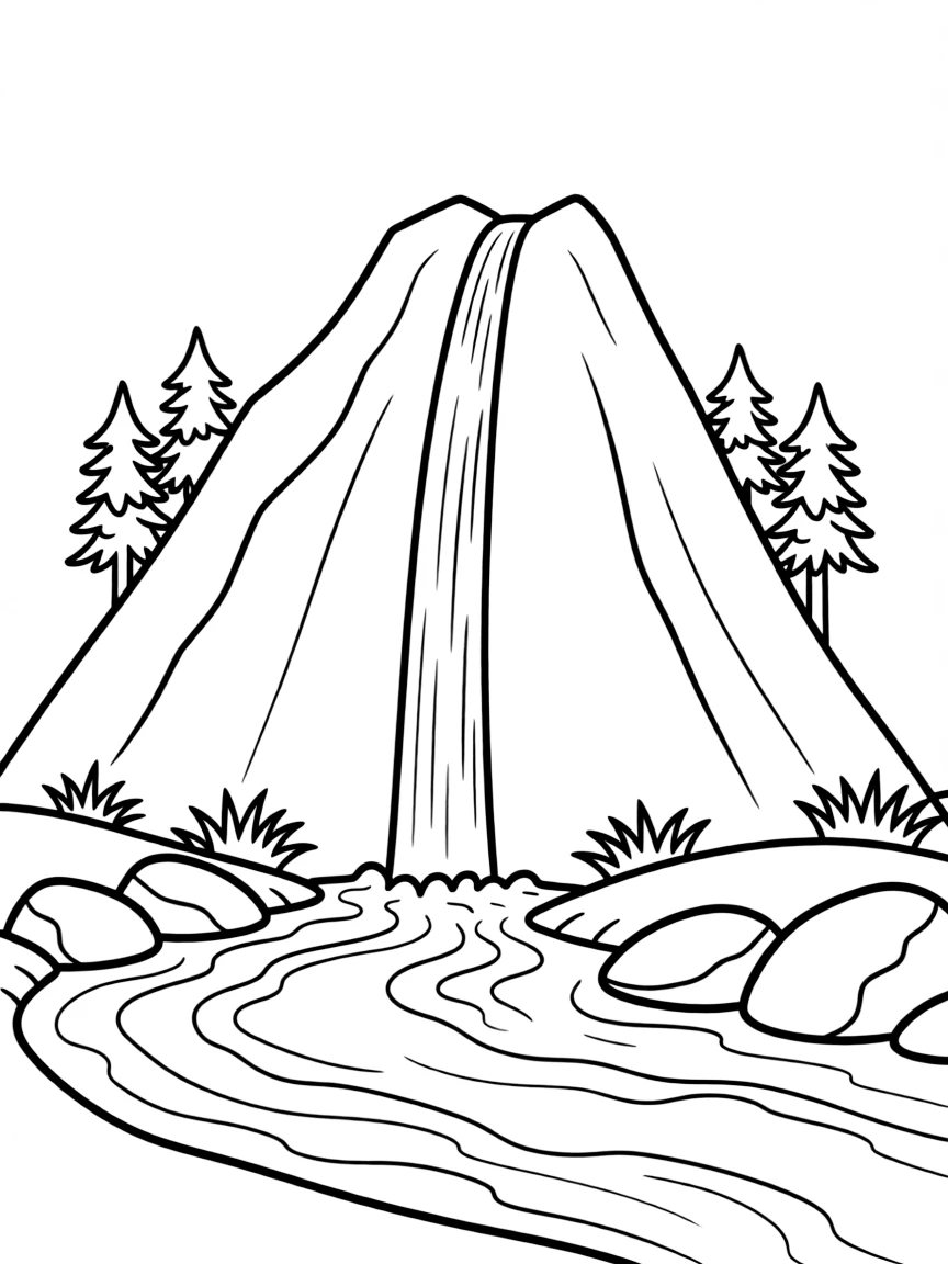 River source with water emerging from mountain