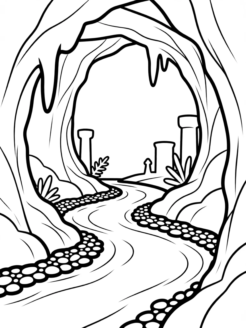 Underground river flowing through cavern system