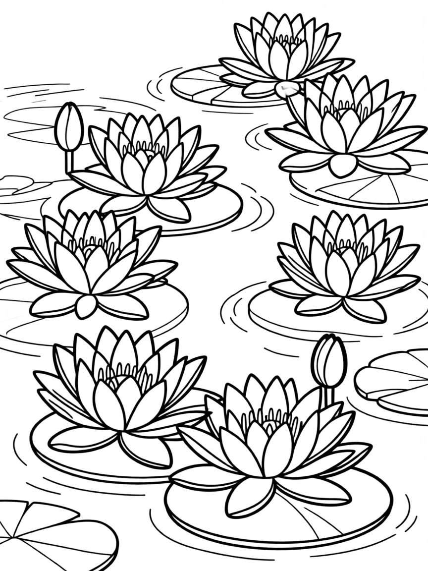 Water lilies with detailed flower structure