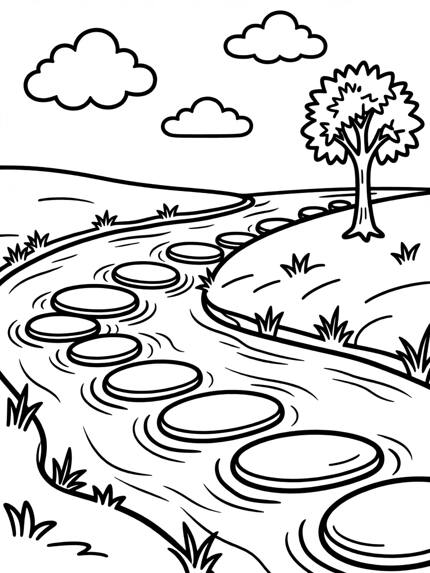 Stepping stones crossing gentle river
