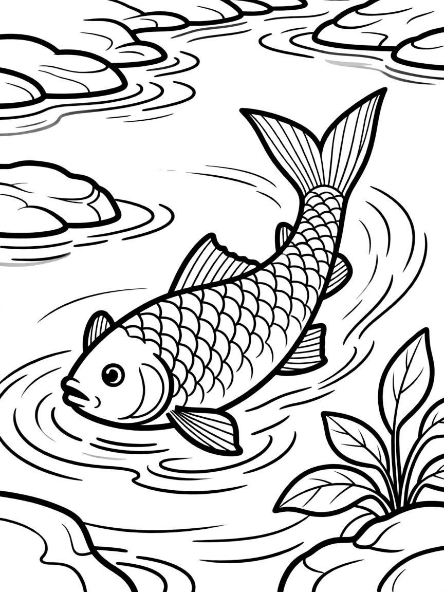 Detailed river fish in crystal clear water