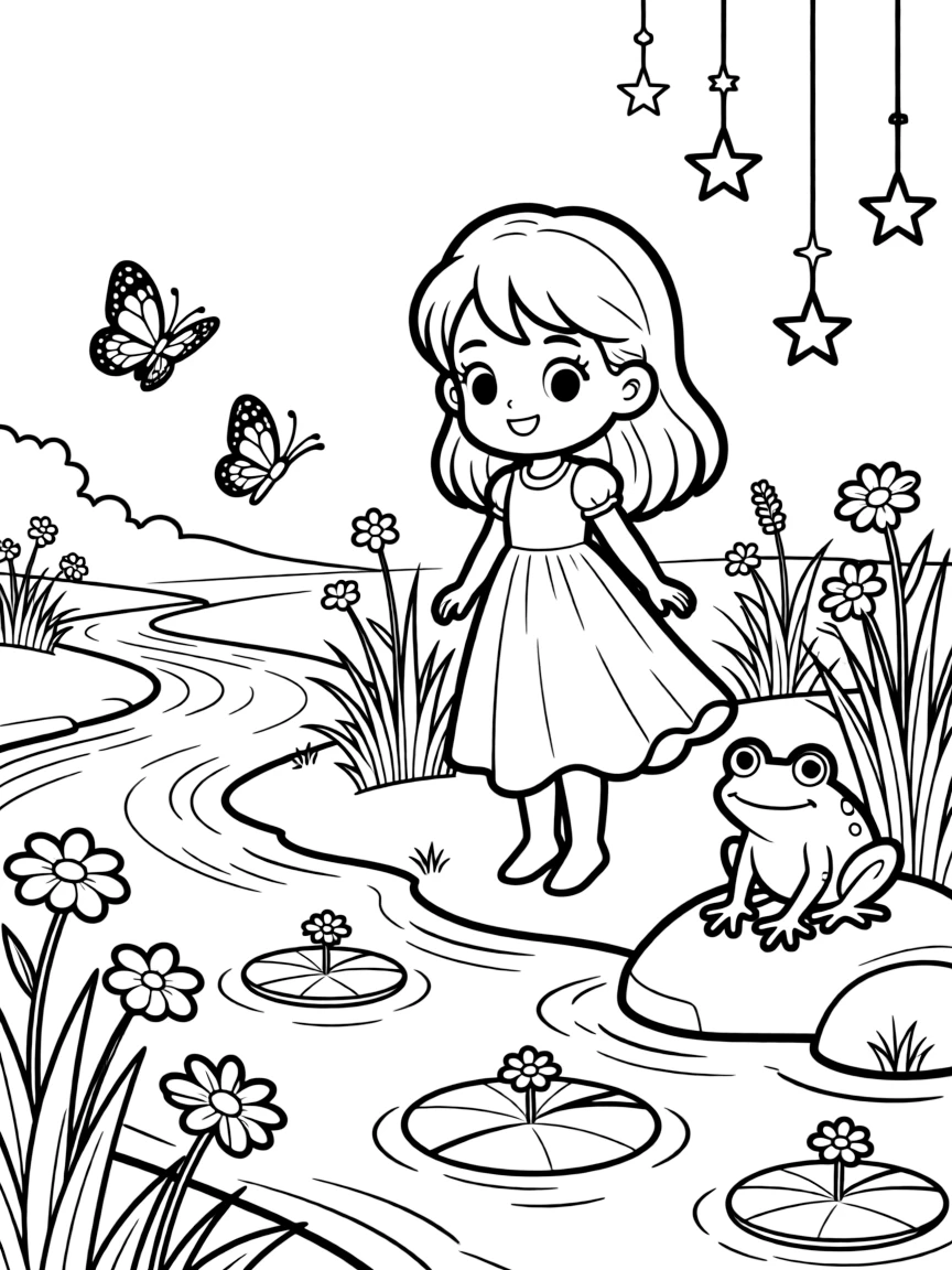 River fairy tale scene with magical elements