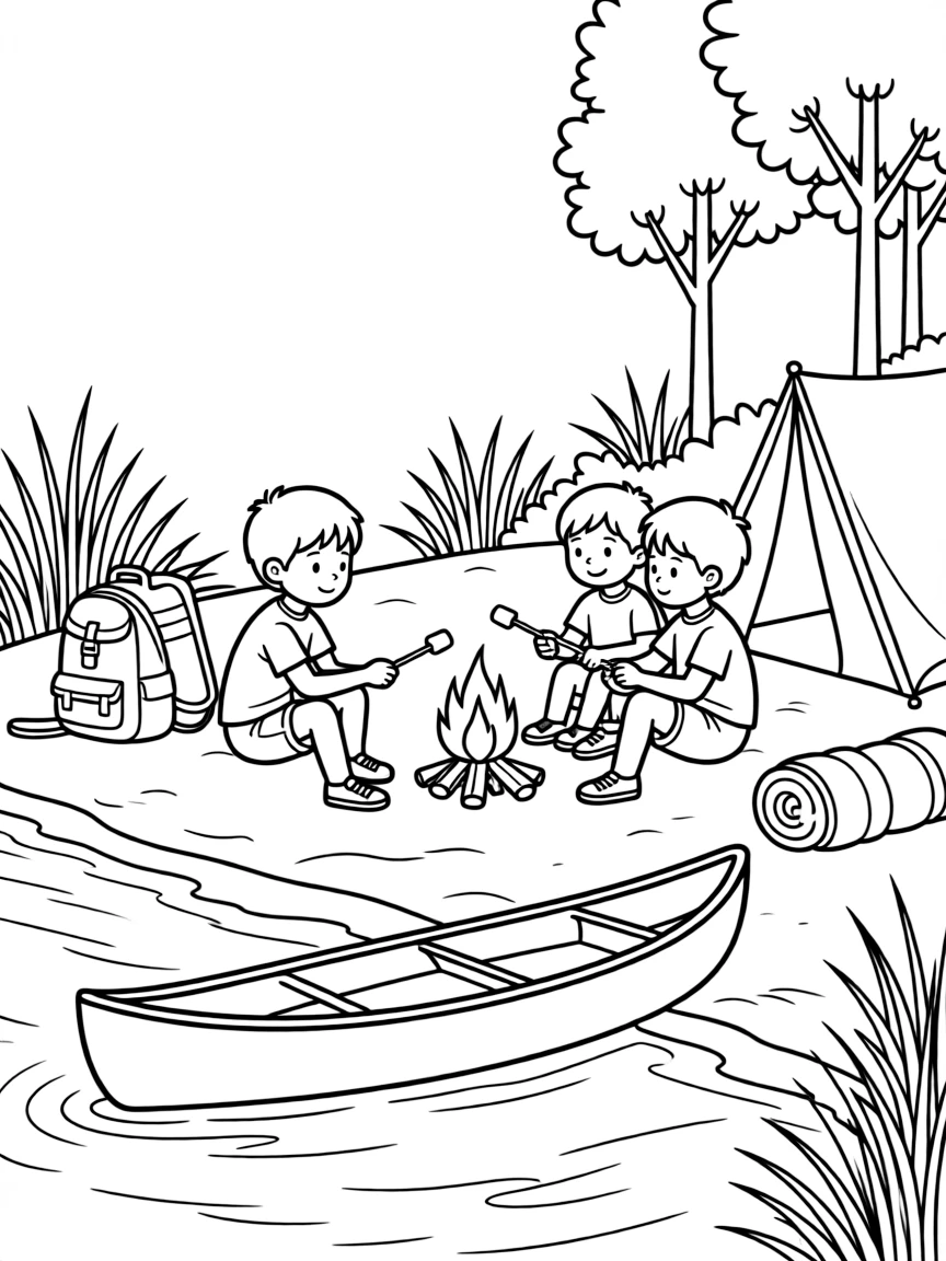 River travelers camping on sandbar