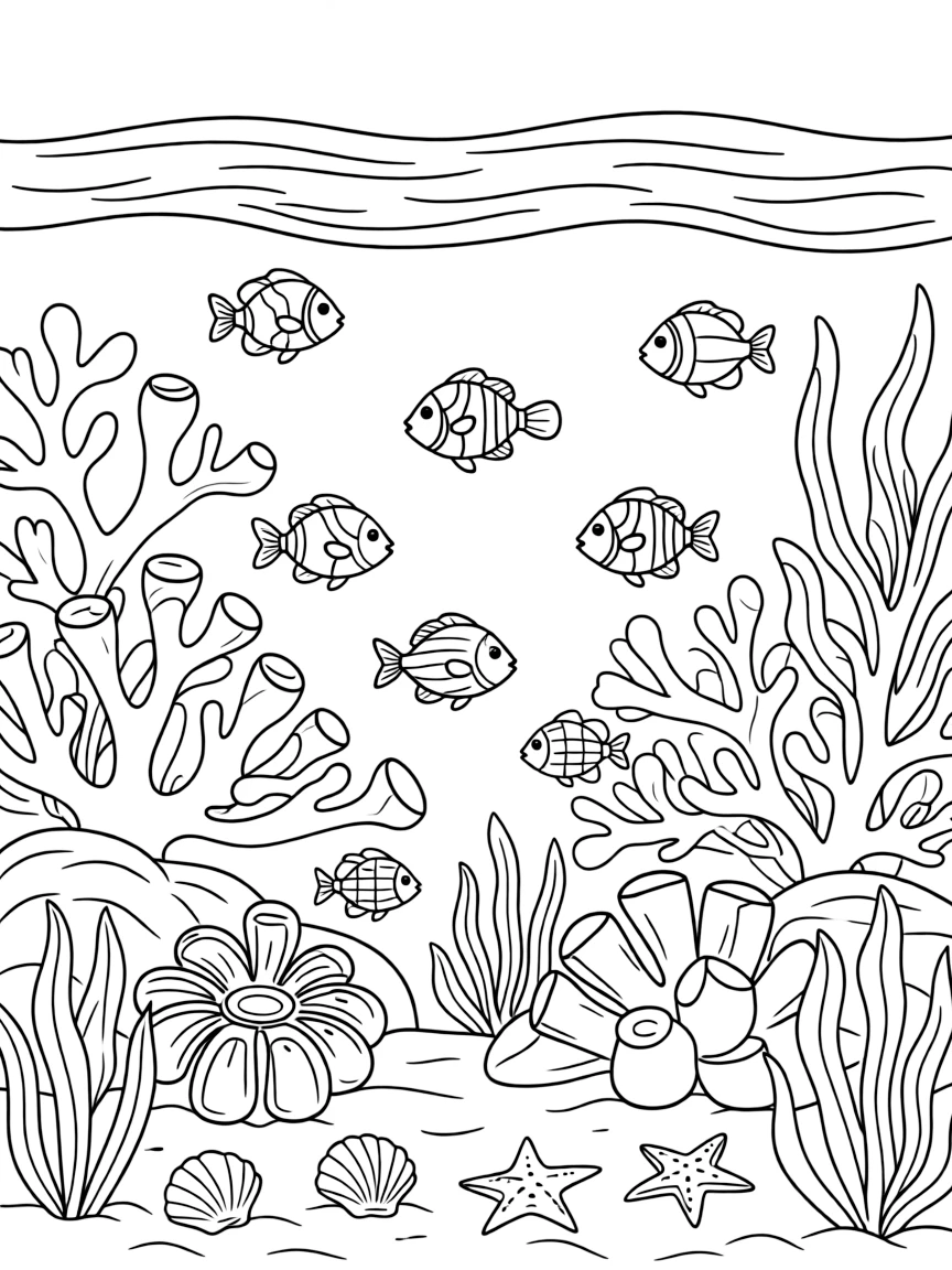 Coral reef visible through crystal clear water