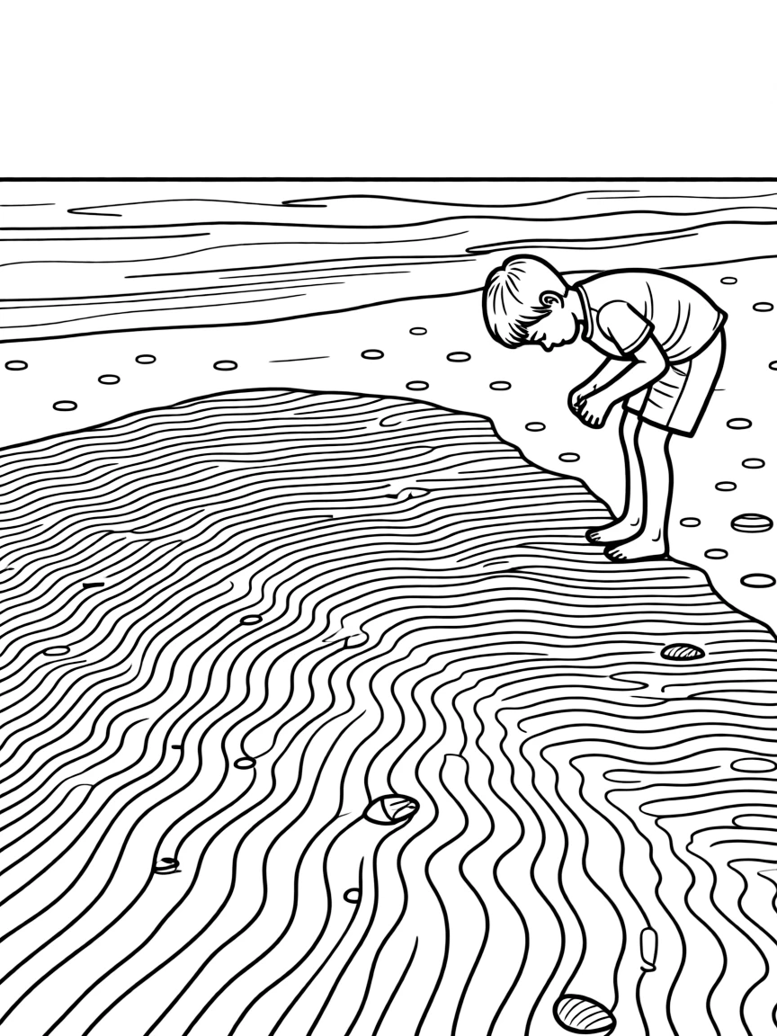 Detailed sand patterns from receding tide