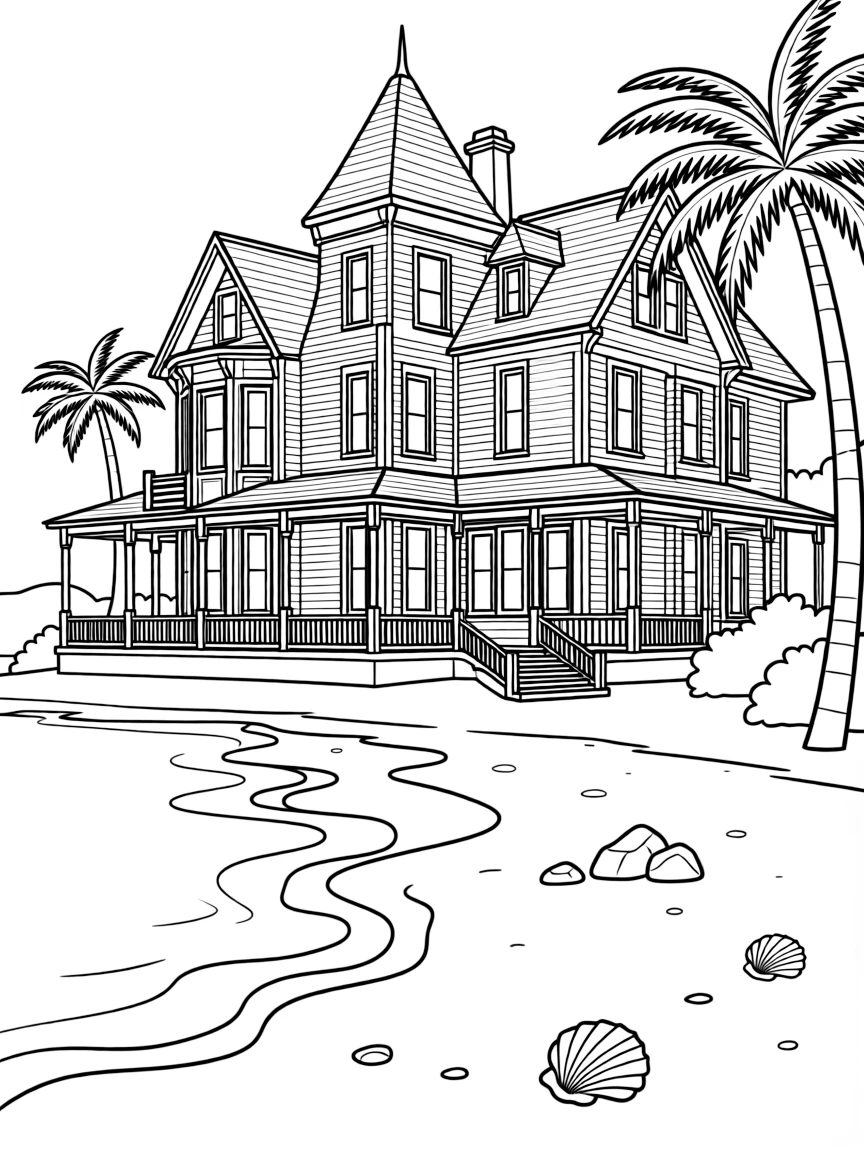 Beachfront Victorian mansion with details