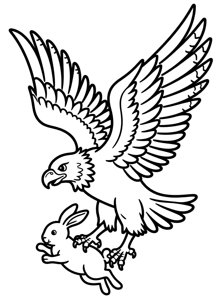 A griffin in mid-flight catching prey with its eagle talons