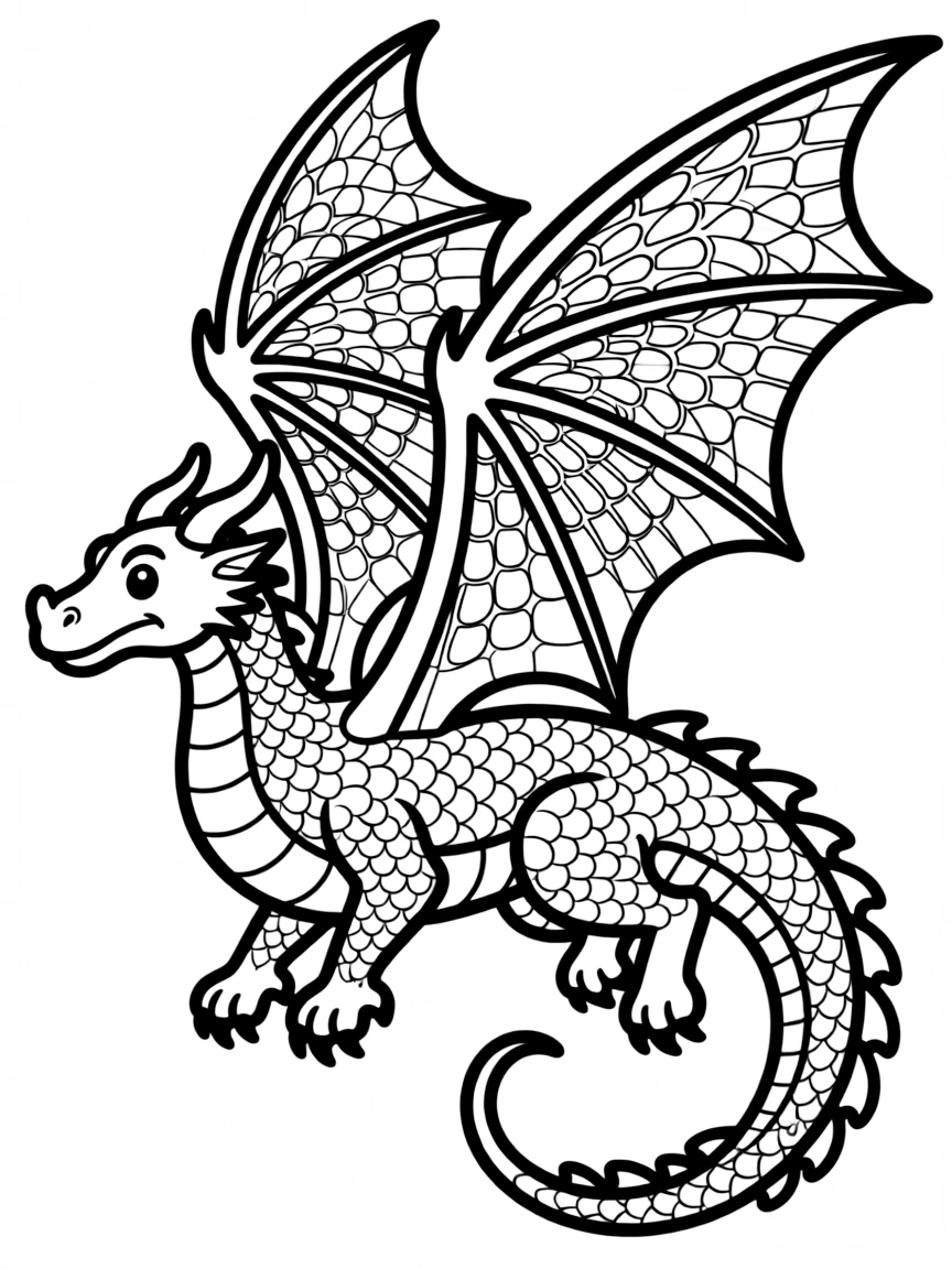 A dragon in flight, with detailed wing membrane patterns