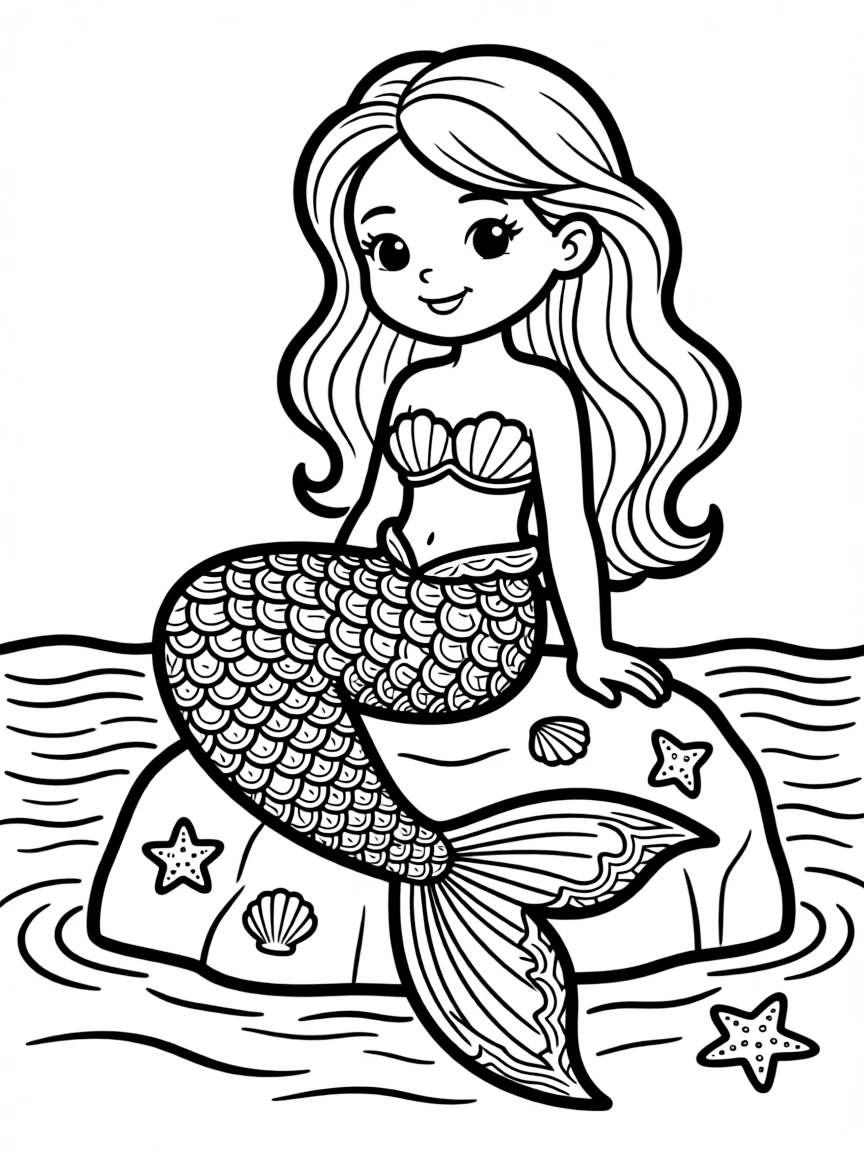 A mermaid with an elaborate tail with fin patterns like lace