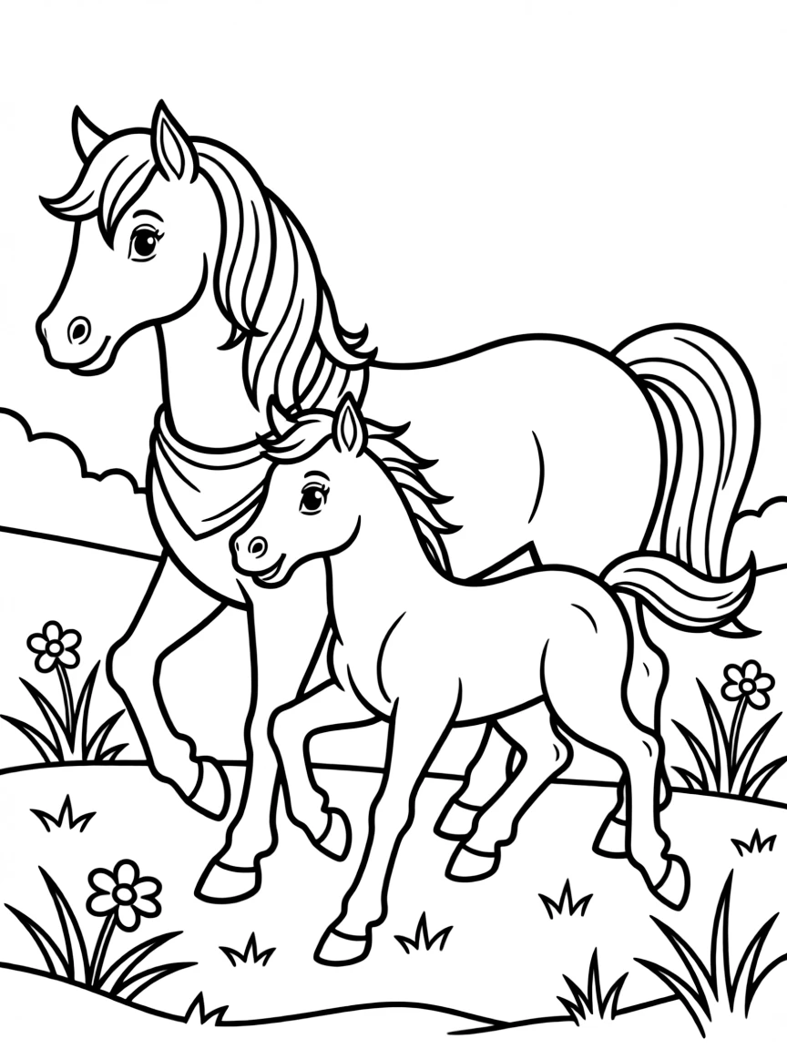 A centaur foal learning to run beside its parent