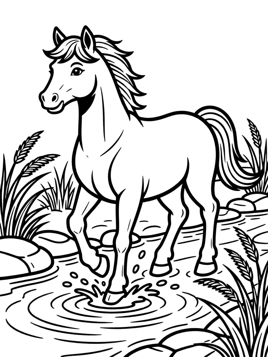 A centaur crossing a shallow stream, creating splash patterns