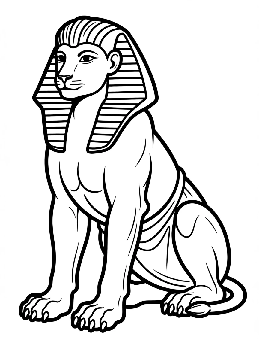A sphinx with lion body details like musculature and paw pads