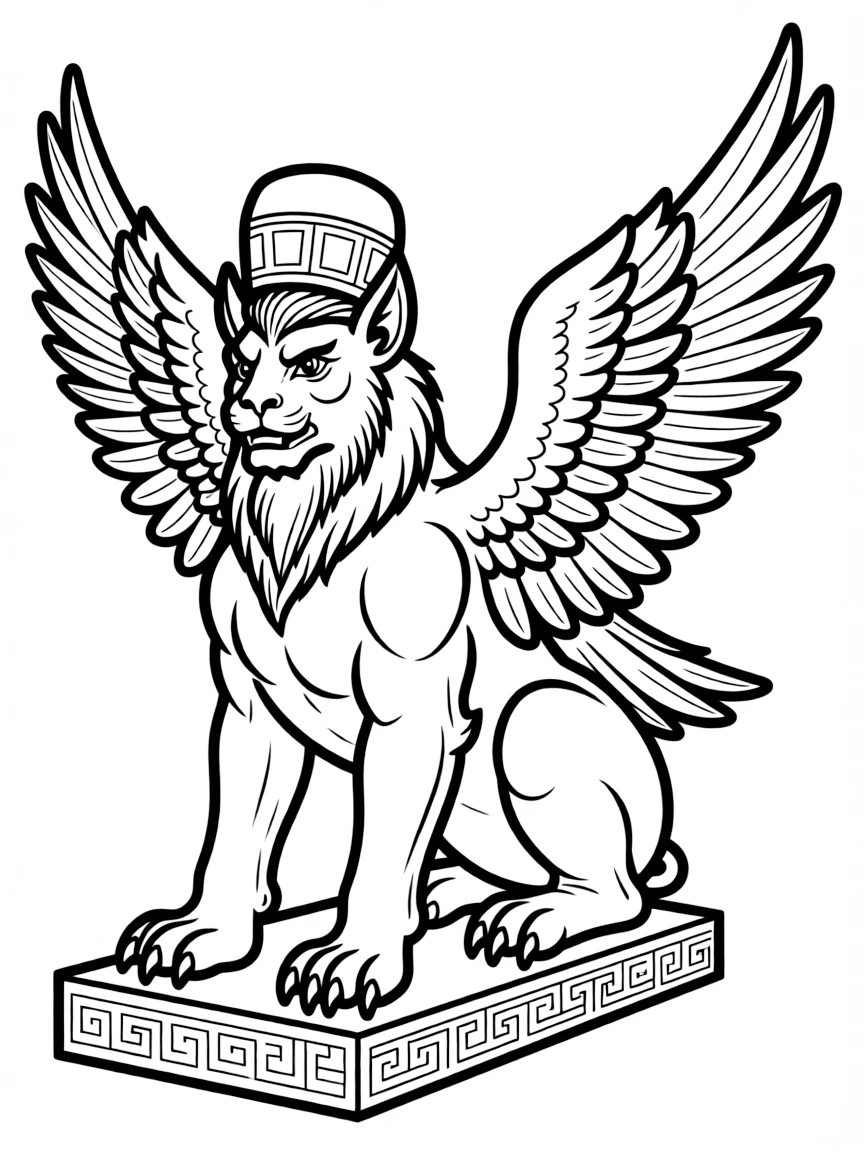 A Greek-style sphinx with more ferocious features