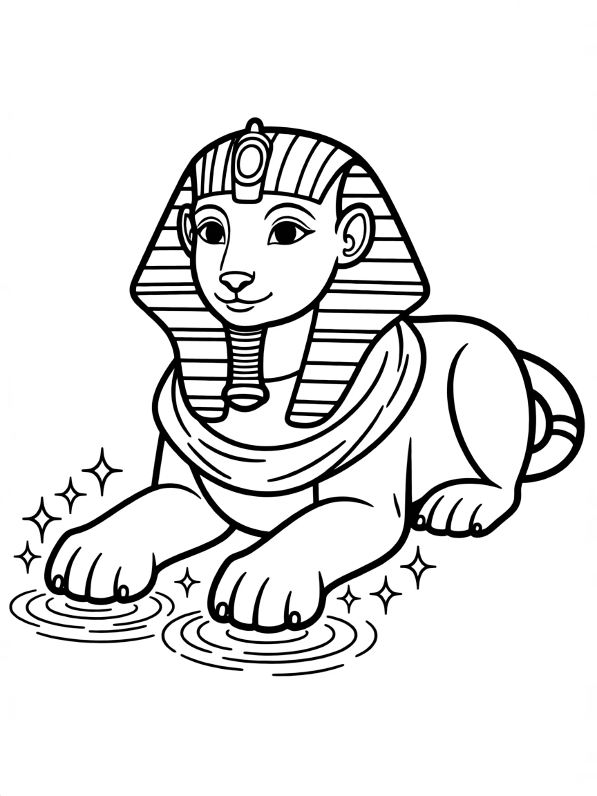 A sphinx whose paws create magical effects where they touch