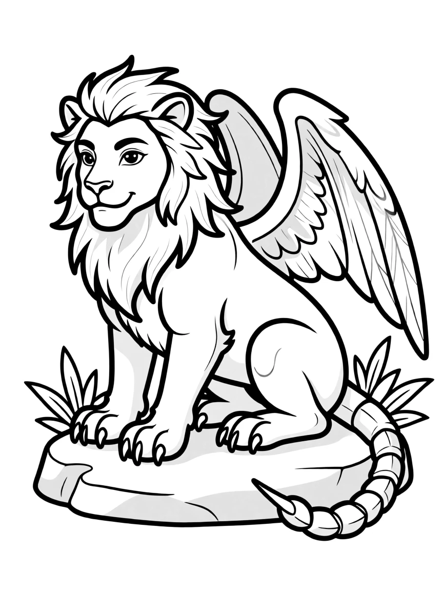 A manticore with a human face showing ancient wisdom