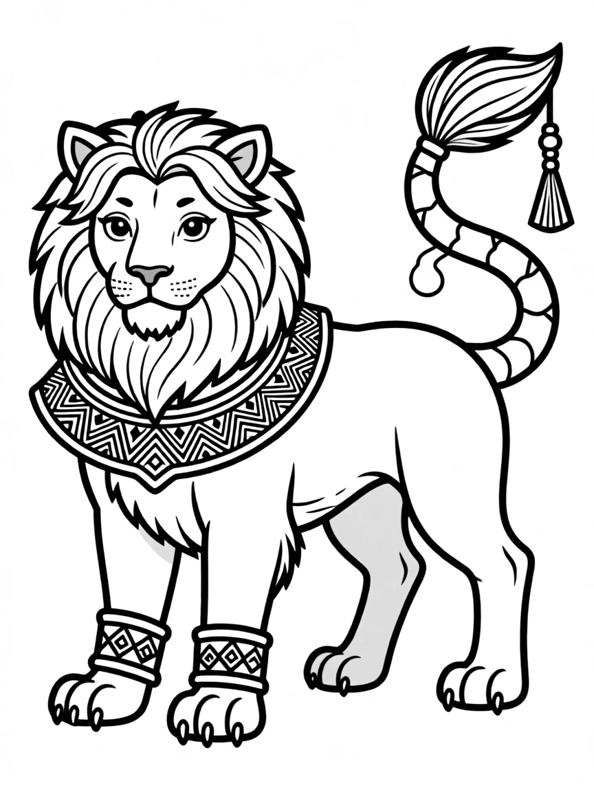 A manticore with Persian-inspired decorative elements