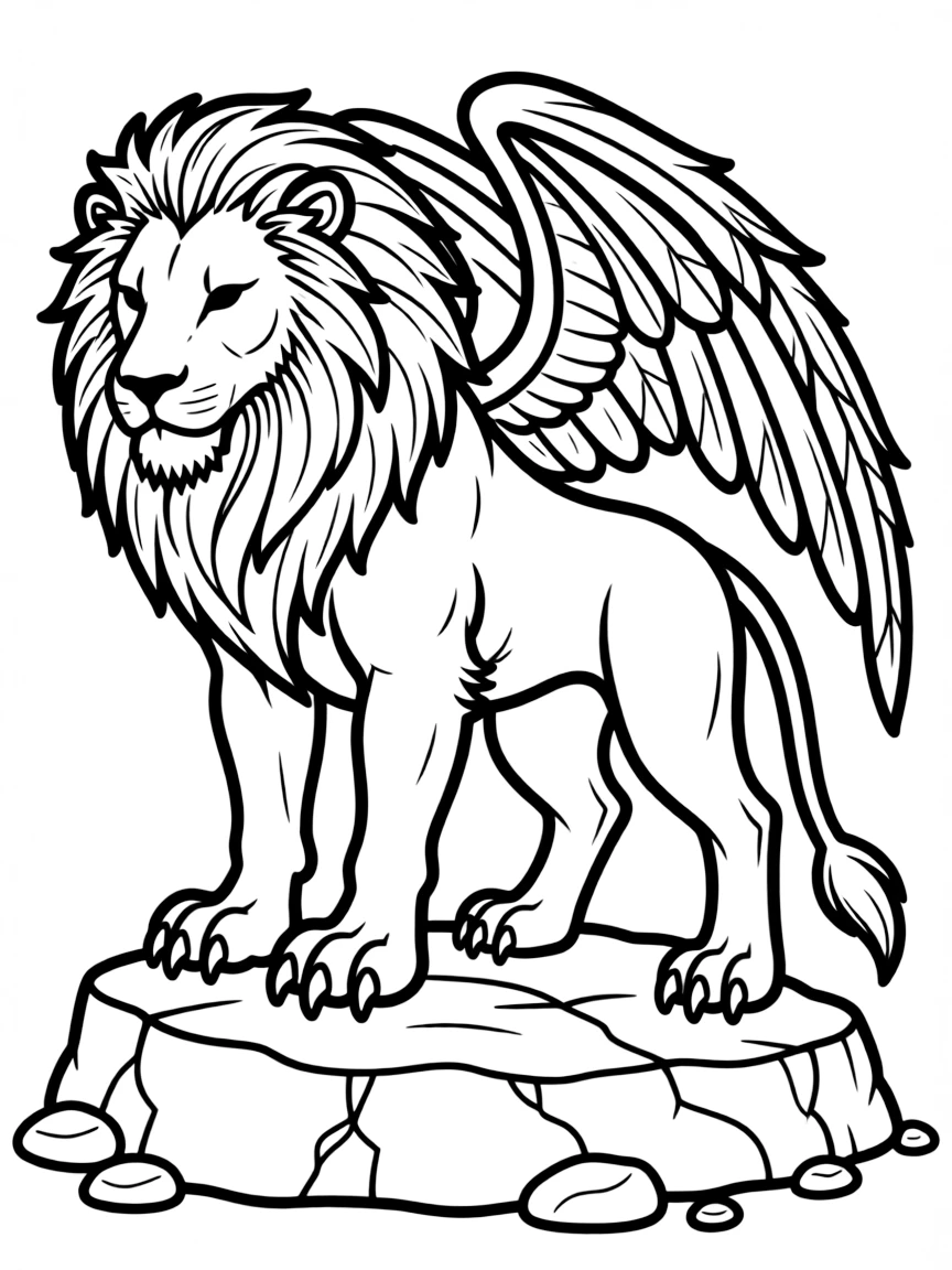 A chimera whose lion claws are digging into stone