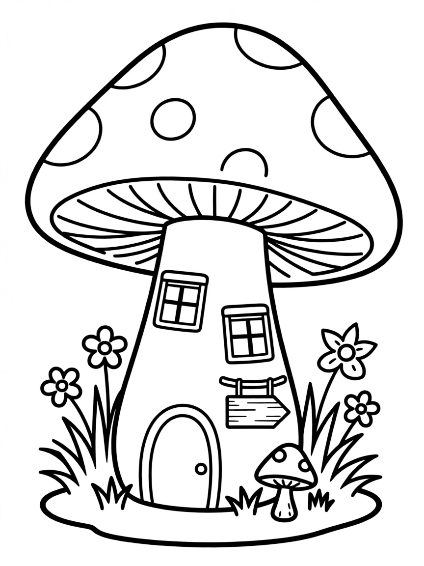 A fairy home inside a hollowed-out mushroom with windows