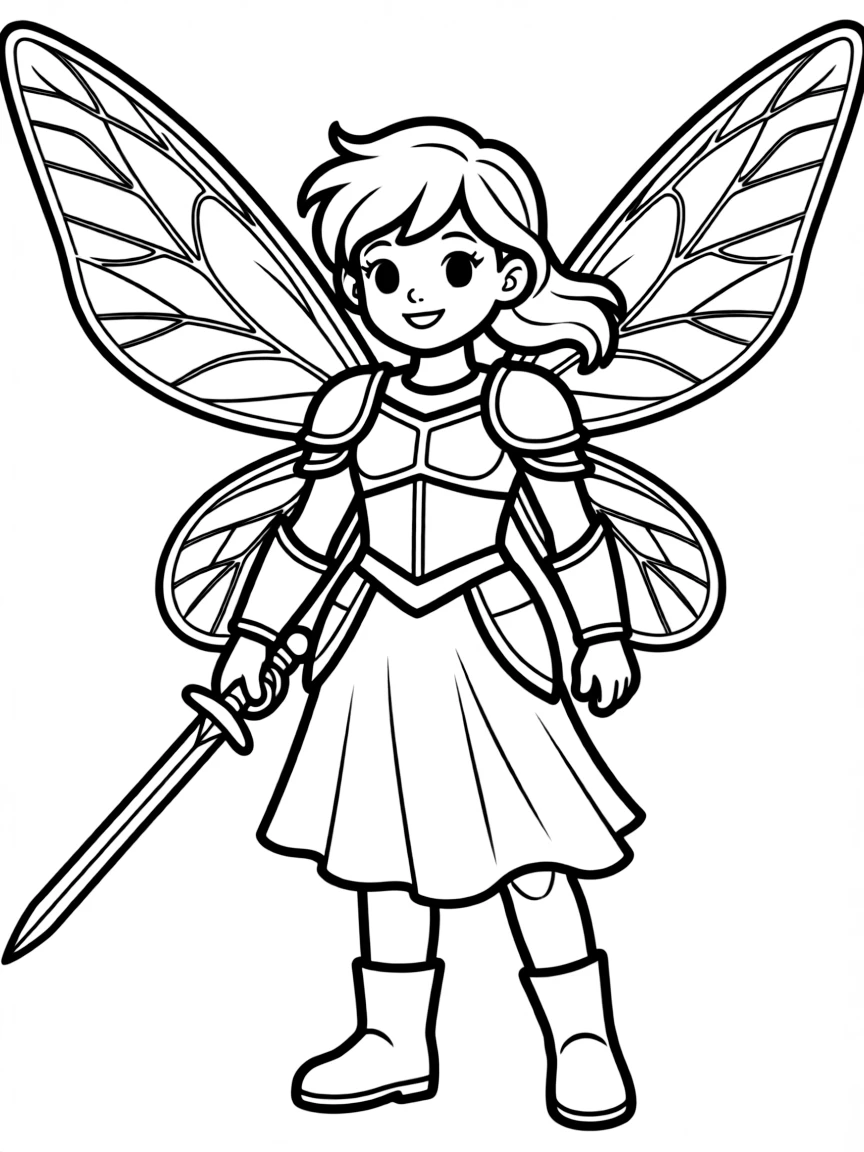 A fairy warrior with armor made from beetle carapaces