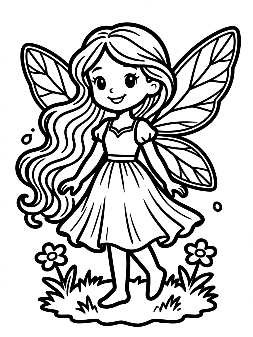 A fairy whose hair seems to be made of flowing water