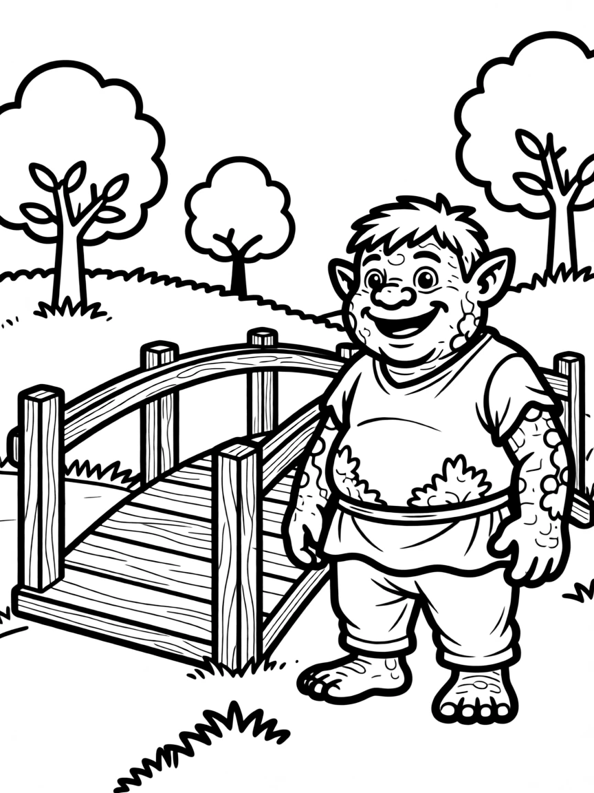 A bridge troll with skin that looks like stone or moss