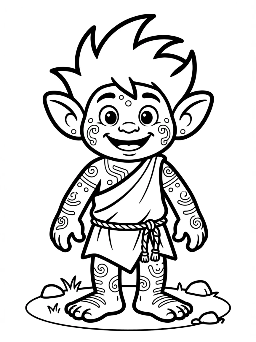 A troll with tribal scarification and body paint
