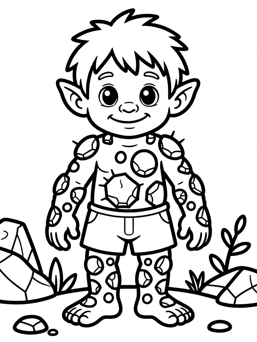 A troll with stones embedded in its skin like natural armor