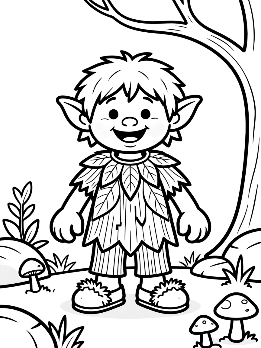 A troll in traditional clothing made from natural materials