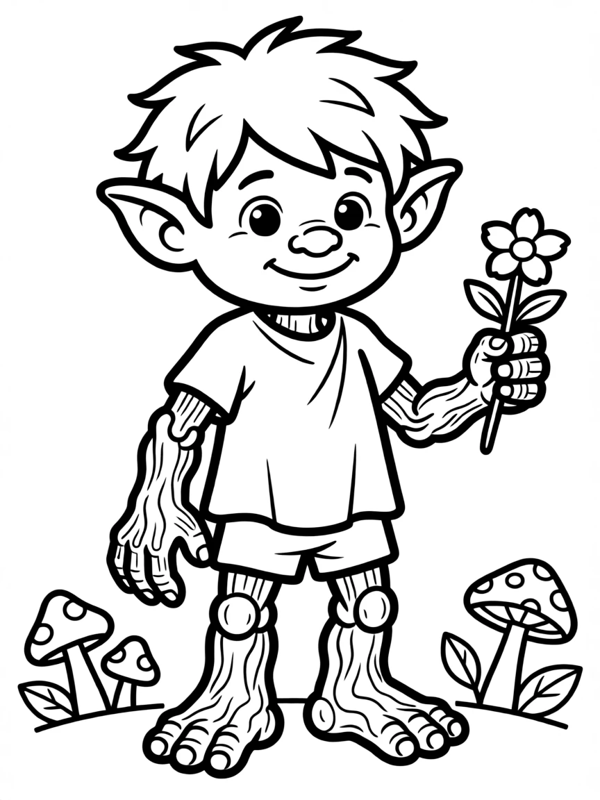 A troll whose joints look like twisted tree roots