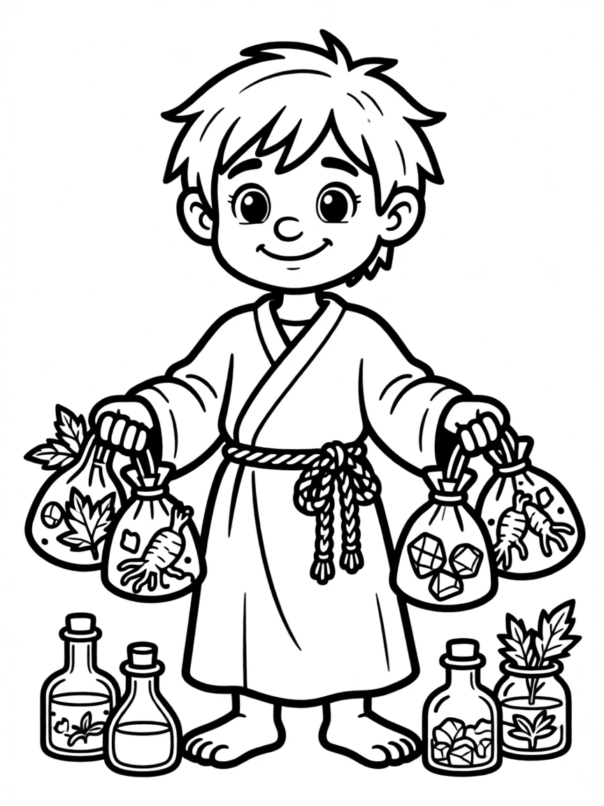 A troll healer with bags of mysterious ingredients