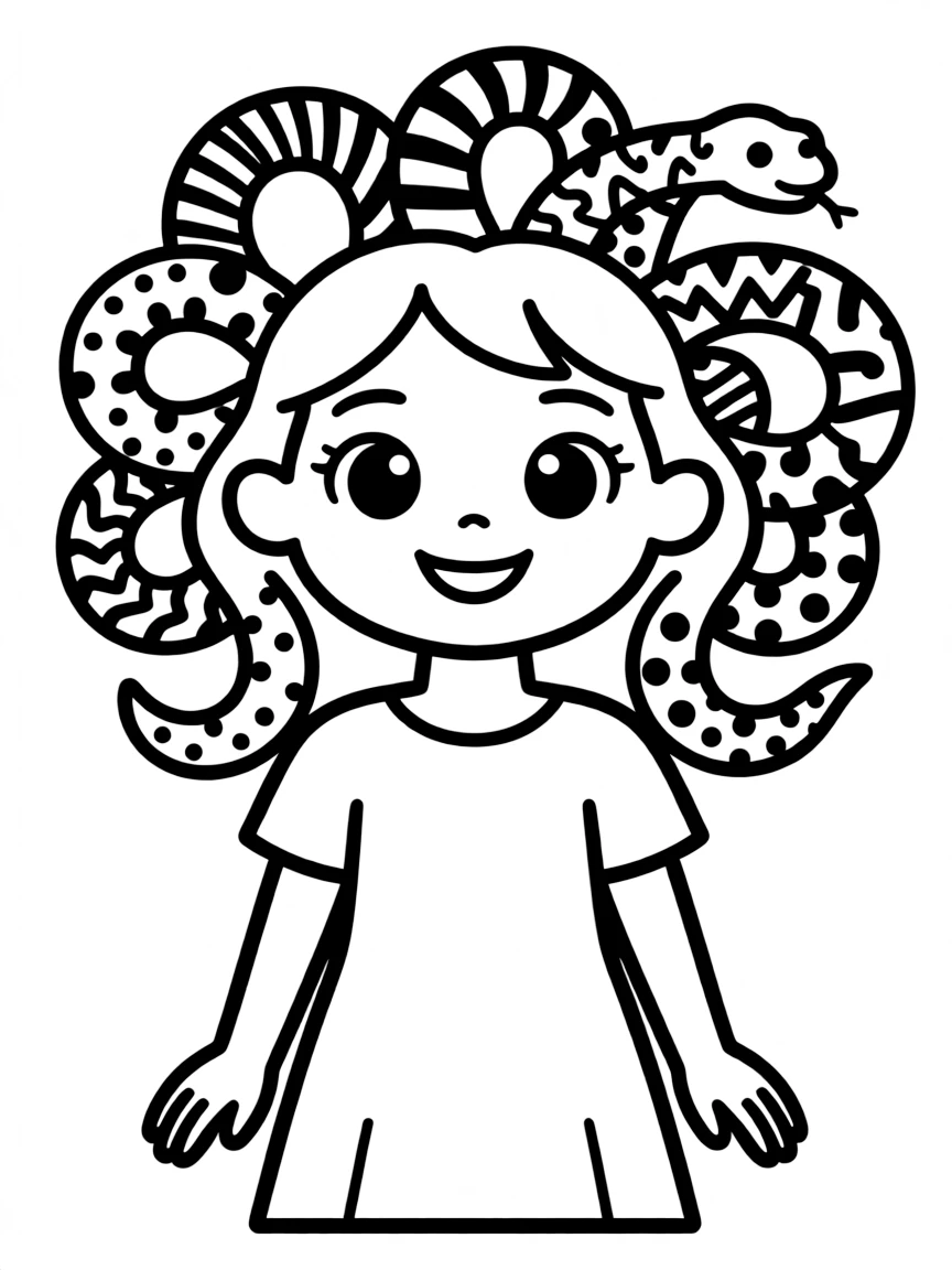 A gorgon with each snake in her hair having a unique pattern