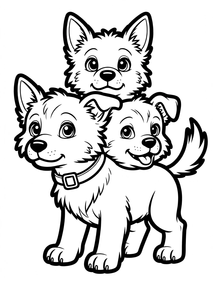 Cerberus as a puppy, still fierce but with puppy proportions