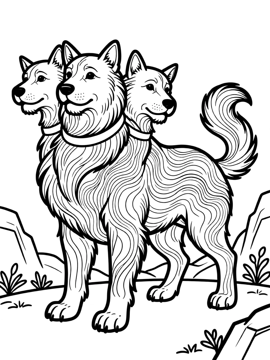 Cerberus with river Styx waters flowing through its fur