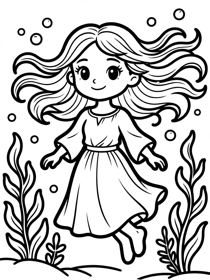 A banshee with hair flowing as if underwater